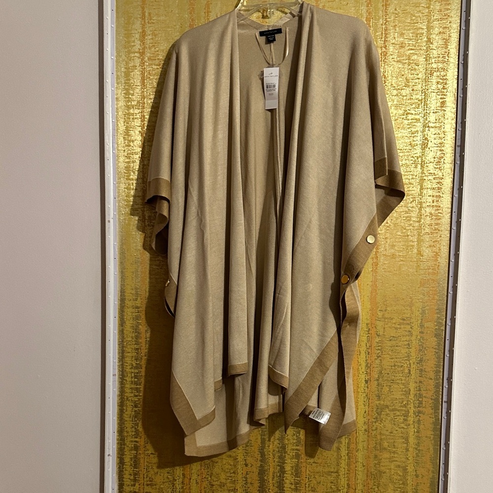 Ann Taylor Tan Cape with Brown Trim